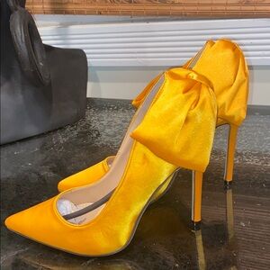 Elegant Yellow Satin Heels